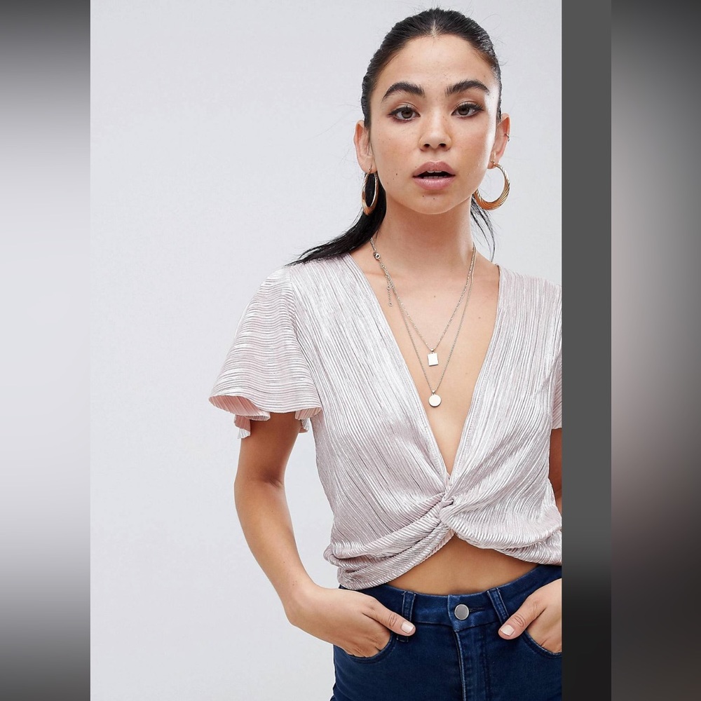 Lowcut Pink Shiny Twist Blouse